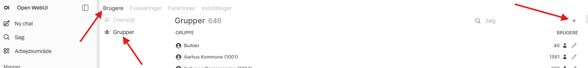 skærmbillede der viser knapper i løsningen